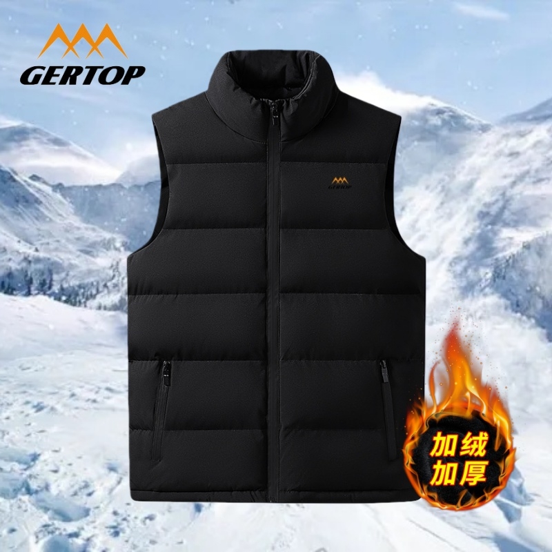 羽绒棉马甲秋冬季男女同款运动坎肩宽松保暖加绒外套黑色防风白色