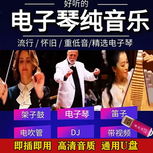 抖音同款热搜电子琴架子鼓迪音纯音乐经典合奏曲MP34车载音乐优盘