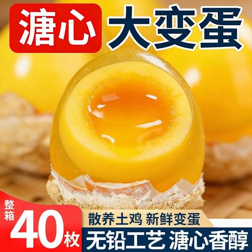 正宗松花皮蛋河南变蛋特产鸡蛋皮蛋松花蛋黄心皮蛋溏心皮蛋灰包蛋