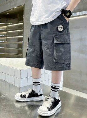 男童短裤夏装裤子2026年儿童夏季男孩夏款工装裤五分裤潮灰色黑色