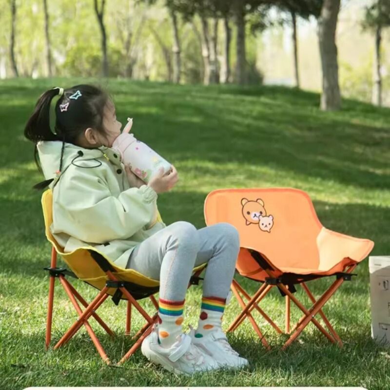 户外折叠椅儿童月亮椅露营便携式休闲野餐小椅子美术写生椅子板凳