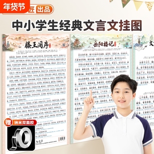 滕王阁序小学初中必背古诗词和文言文挂图出师表墙贴背诵全文古文