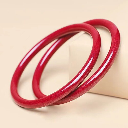 朱砂手镯女高含量原矿石晶体紫金帝王万事平安本命年复古风细镯子