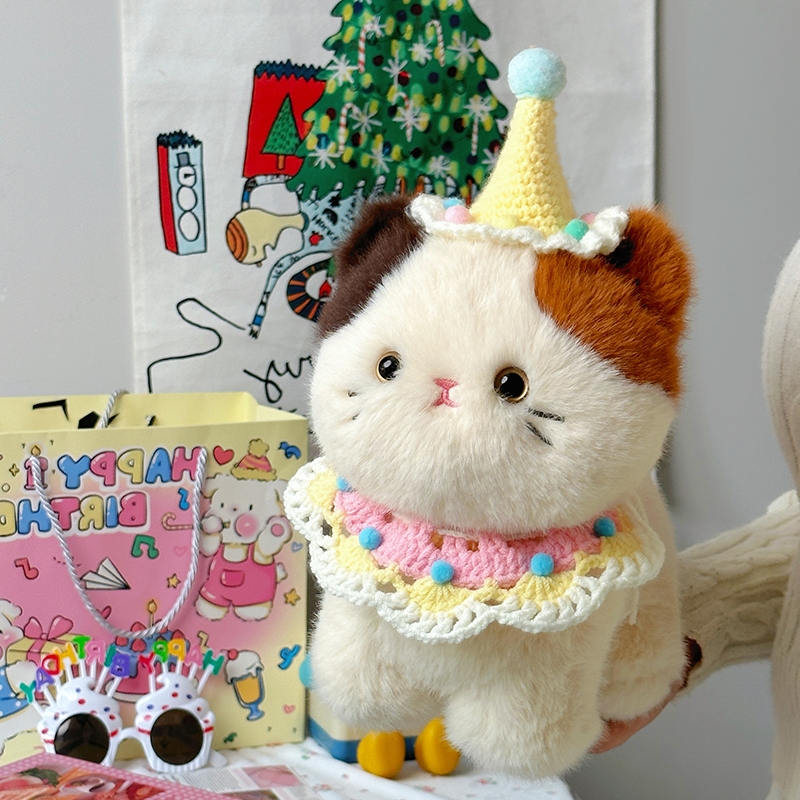 可爱三花猫咪玩偶小猫公仔女孩抱睡娃娃安抚毛绒玩具女生生日礼物