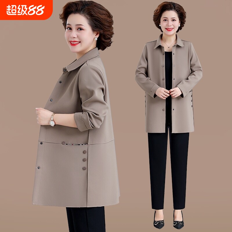 中年妈妈春秋气质风衣女中长款2025新款中老年女春装洋气外套上衣