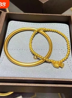 古法金镯子沙金手镯女仿真黄金素圈纯实心越南结婚传承手环不掉色