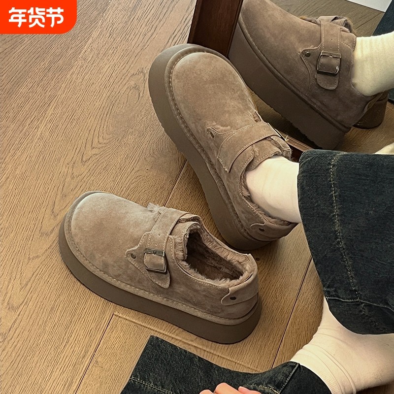 QVAJ厚底勃肯鞋女2025年冬新款懒人一脚蹬加绒加厚平底,女鞋,勃肯鞋/软木鞋,淘宝优惠券,粉丝福利购,淘宝优惠卷