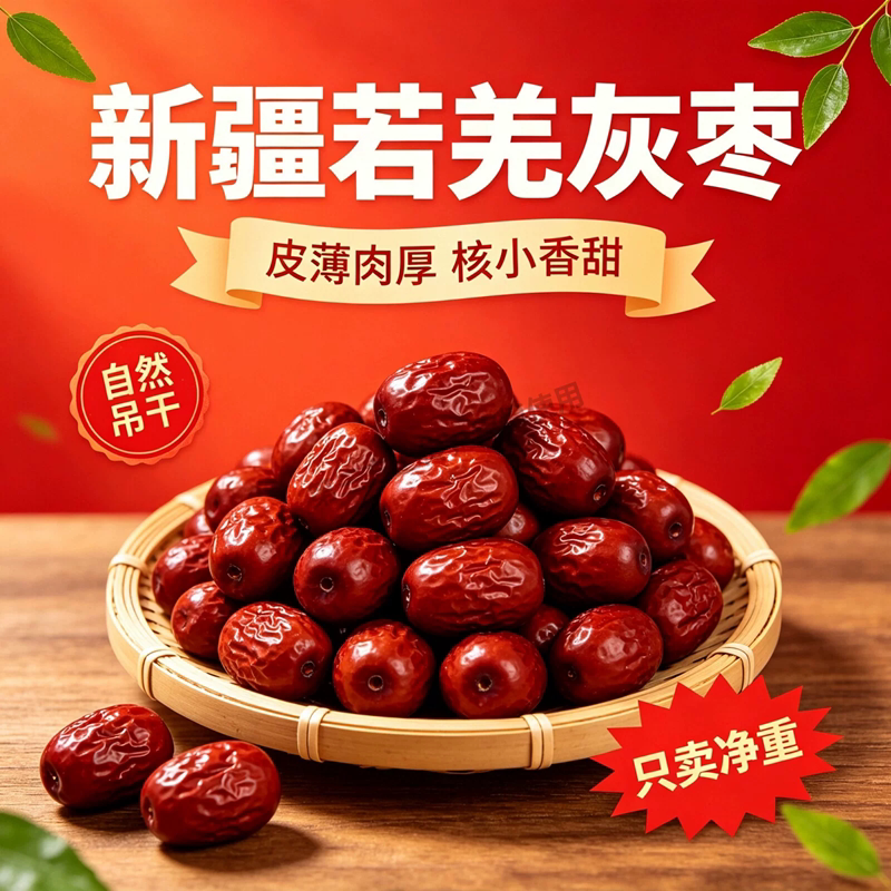 新疆红枣灰枣干货零食红枣莲子羹核桃配枸杞年货大枣农场新鲜优质