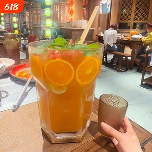 网红餐厅4升巨型特大号酒杯超大啤酒杯4000ml大容量今晚就这一杯