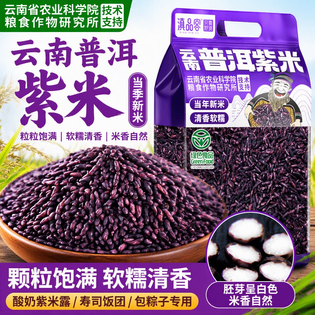 云南普洱紫米紫糯米新米农家血糯紫米露寿司饭团专用米包粽子米饭