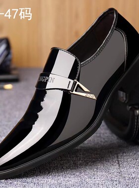百丽款皮鞋男大码鞋子男士漆皮shoe商务休闲正装韩版英伦尖头男皮