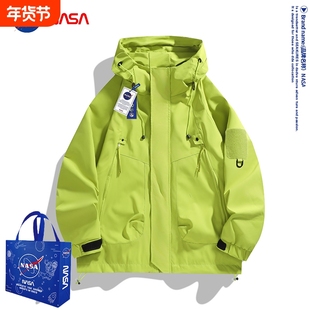 NASA户外冲锋衣男女2025新款春秋季潮牌宽松工装防风防水夹克外套
