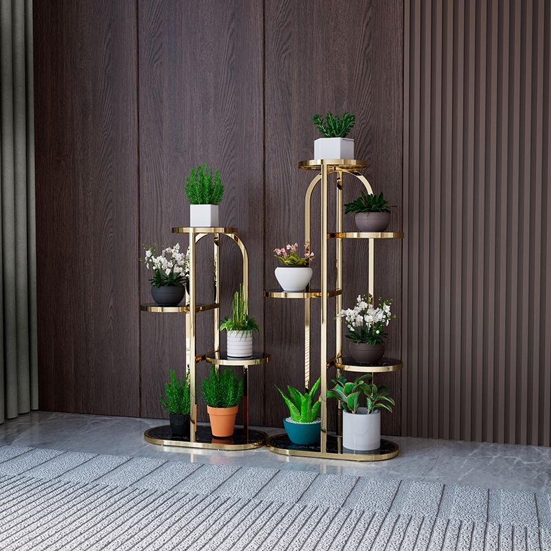 d也朵304不锈钢多层花架轻奢金色电视柜旁落地式摆台阳台高档客厅