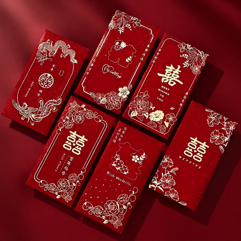 结婚专用红包新款复古创意轻奢利是封随礼长款新婚改口喜字红包袋