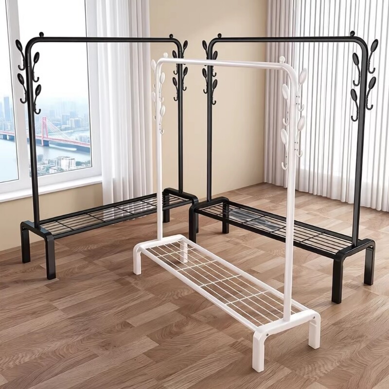 简易晾衣架室内落地家用挂衣架阳台可移动加粗晒衣架子卧室衣帽架