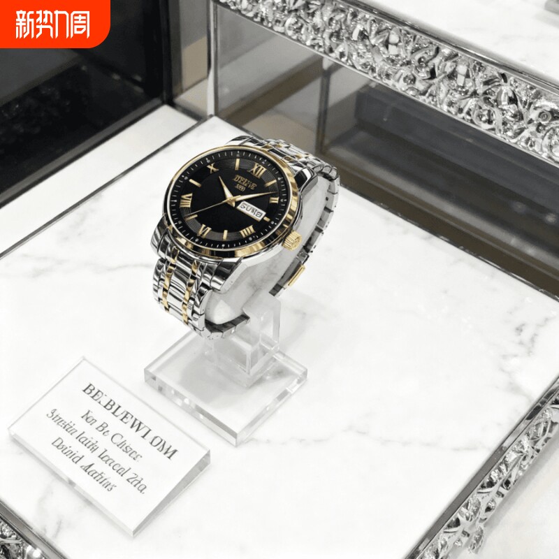 正品瑞士全自动非机械表手表男士学生韩版时尚潮双日历防水表夜光