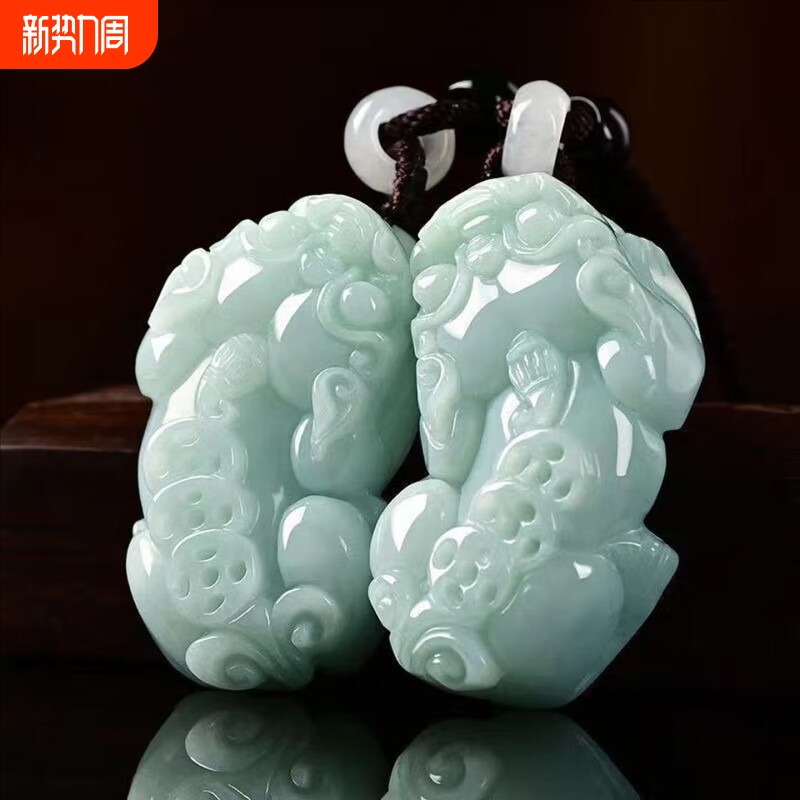 正品缅甸A货翡翠貔貅吊坠男女情侣玉佩玉石皮丘貔恘项链挂件珠宝