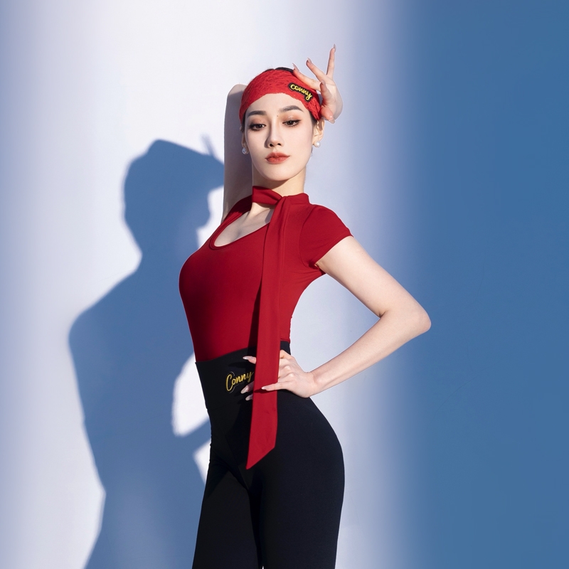 2025新款专业拉丁舞练功服女士成人形体摩登舞蹈服短袖跳舞上衣夏