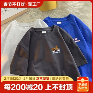 短袖t恤男纯棉潮牌ins圆领宽松上衣服潮流情侣半袖体恤衫男生t血
