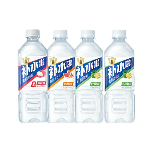 东鹏补水啦电解质饮料西柚味+荔枝味+柠檬味555ml*4瓶