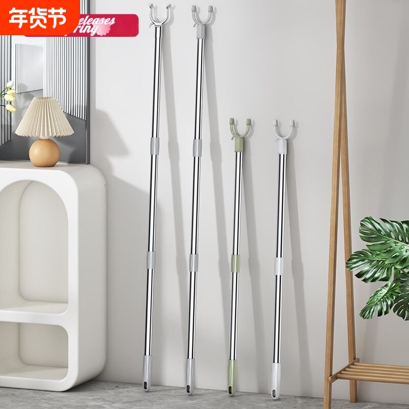 伸缩阳台家用新撑衣杆加粗加厚加长宿舍晾衣杆衣架钢管承重晾晒