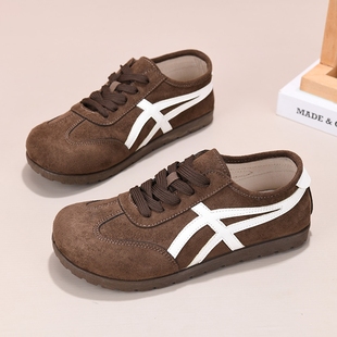 显脚单鞋 英伦风平底德训鞋 时尚 文艺复古休闲运动鞋 女春秋2025新款