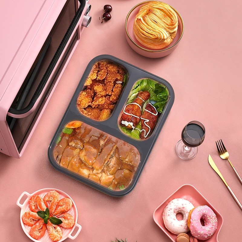 三格硅胶饭盒旅行折叠碗便携式伸缩餐具野炊野餐用品压缩网红便当