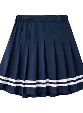 女童拉彩条百褶裙夏春秋款半身裙子中大童小学生校服短裙G156
