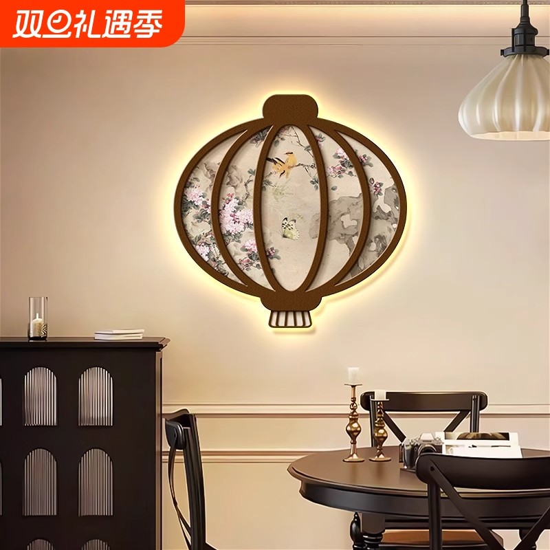 宋代美学入户玄关装饰画led带灯挂画中古风复古客厅走廊过道壁画