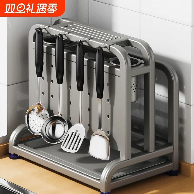 不锈钢厨房刀架置物架2025新款菜板刀具多功能筷子笼一体收纳砧板