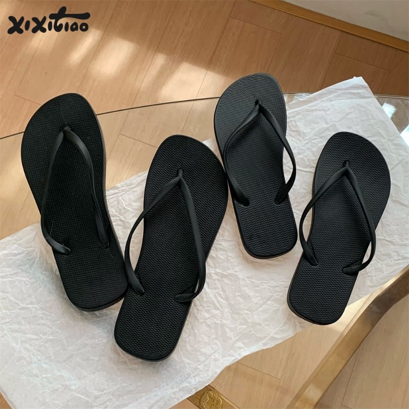 细细条 休闲男女夹脚凉拖鞋日系简约纯色百搭情侣夏人字拖沙滩鞋