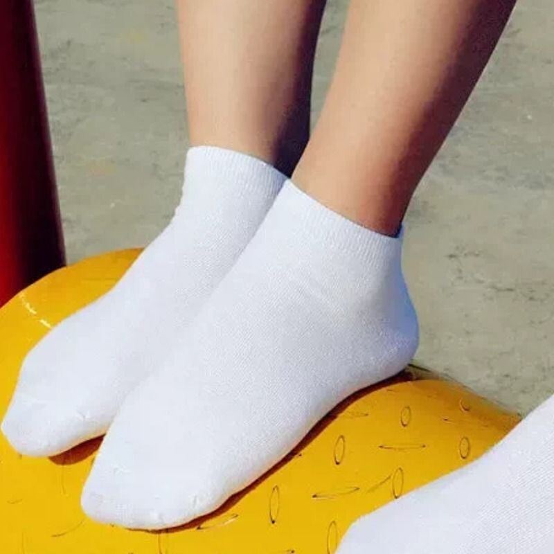 春夏薄款棉袜情侣纯棉中筒袜吸湿排汗白色运动袜5双装男女袜