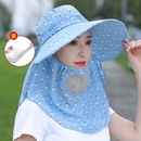 采茶防晒帽女遮脸面罩防紫外线太阳帽子男骑车干活女款 遮阳帽夏季