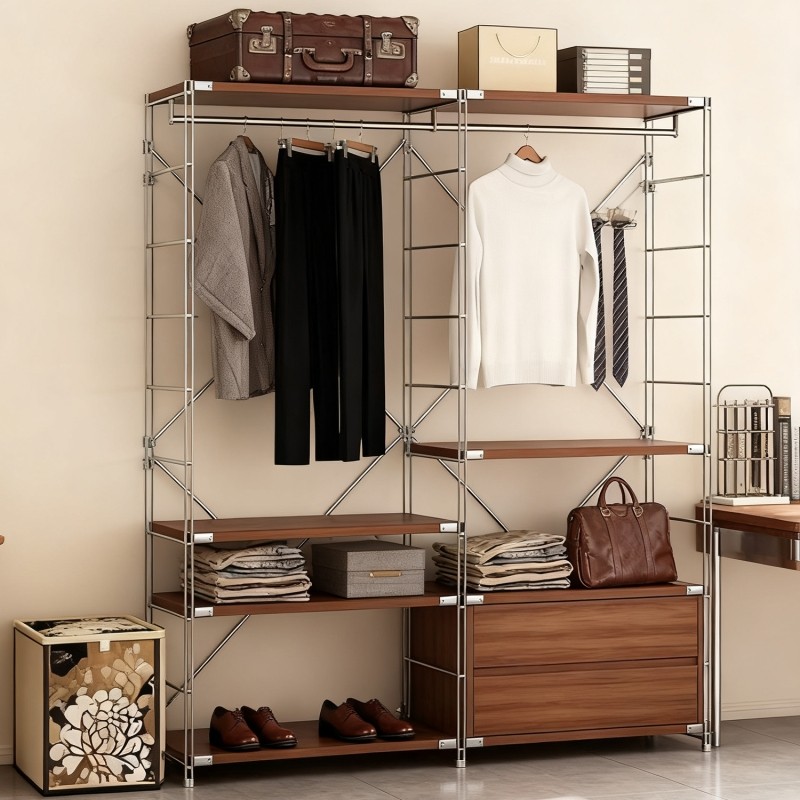 挂衣架落地卧室晾衣架室内小型挂包置物架简易杆家用衣帽架组装