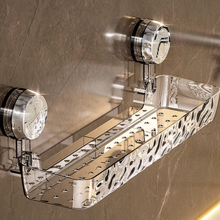 吸盘卫生间置物架浴室架子免打孔厕所洗手台墙上三角收纳架玻璃