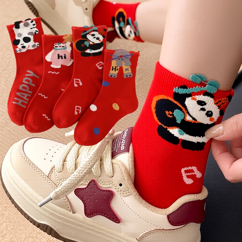 儿童本命年红袜子秋冬