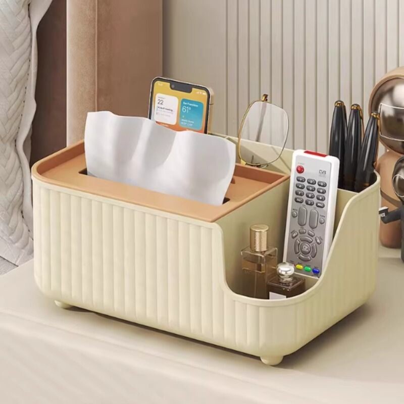 纸巾盒家用茶几客厅奶油风多格分类储物盒多功能抽纸盒多规格