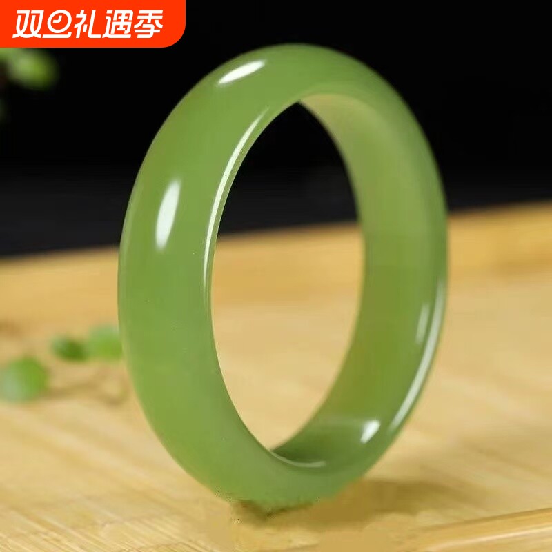 爆款仿冰种玉髓苹果绿手镯葡萄绿镯子圆条正条直播货源款