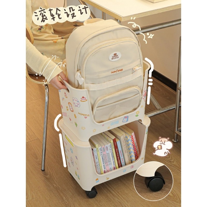 桌下书包置物架滑轮可移动收纳书架多层落地零食小推车整理收纳架,收纳整理,整理架/置物架/收纳架,淘宝优惠券,粉丝福利购,淘宝优惠卷
