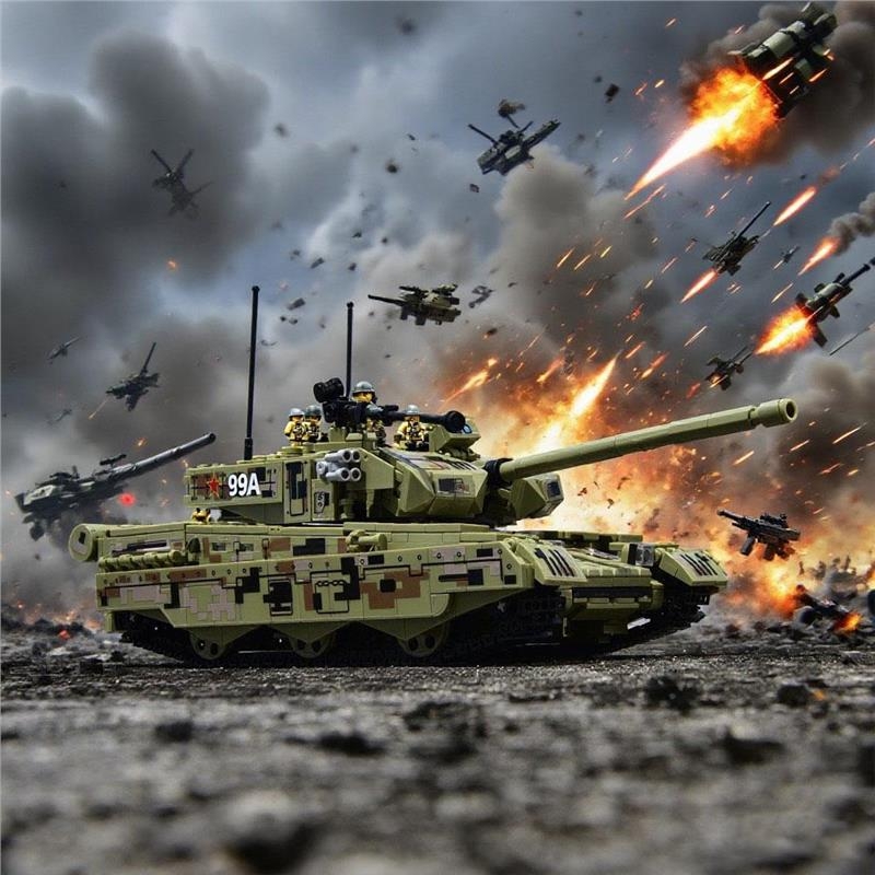 2025新款99A主站积木男孩系列军事坦克模型益智拼装中国兼容乐高