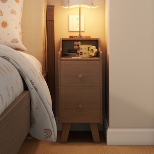 窄边床头柜家用卧室迷你极窄床边柜超窄20cm夹缝收纳柜精致原木色