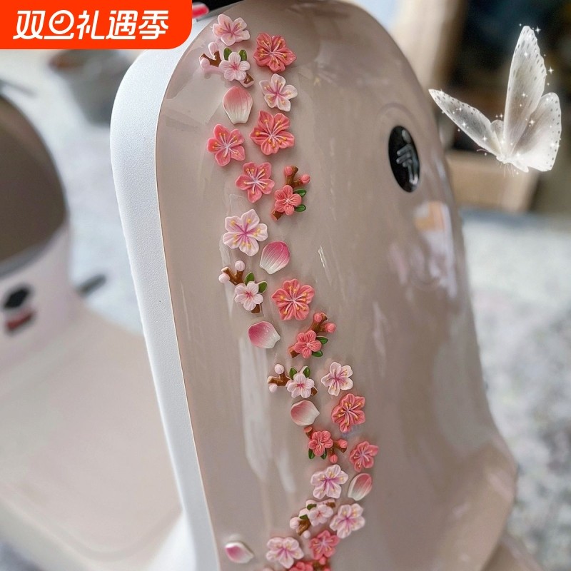 新款桃花车内饰品摆件可爱花朵立体车载中控屏幕摆饰电动车小装饰