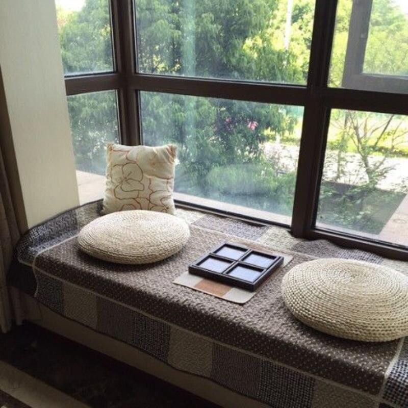 蒲团草编坐垫玉米皮榻榻米飘窗禅修加厚圆形打坐茶道藤编草垫子厂