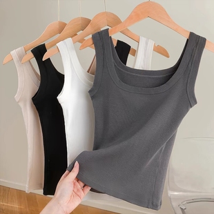 内搭遮副乳打底白色短款 西装 吊带小背心女外穿 螺纹防走光无袖 夏季