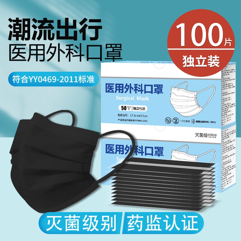 成人一次性黑色灭菌级口罩