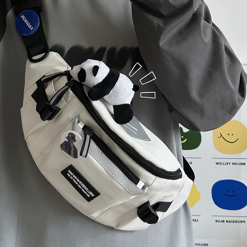 包包女2025新款胸包斜挎包男款腰包手机包水饺包运动帆布单肩背包