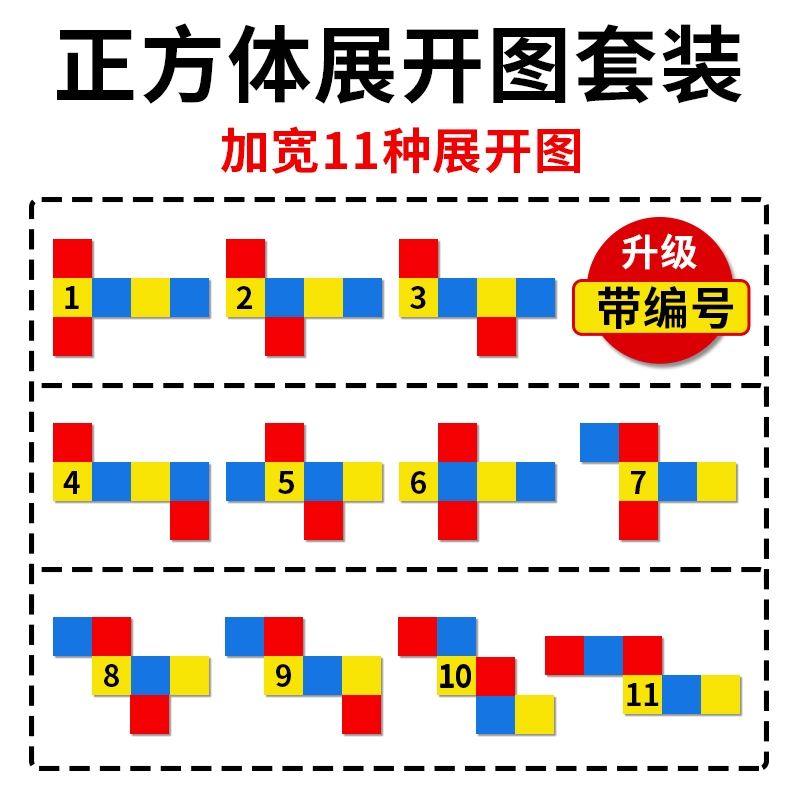 正方体展开折叠纸教具11种和长方体框架体积表面积棱长小学四五年级下册立体几何模型学具套装磁性