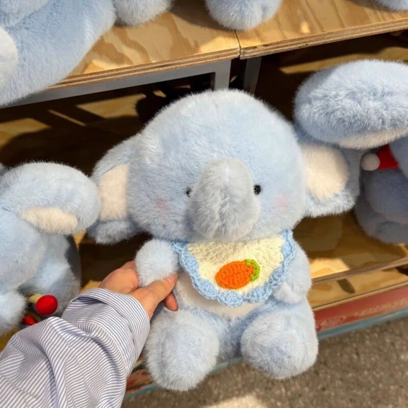 快乐小象桌伴娃娃玩偶蓝色大象公仔可爱安抚毛绒玩具创新生日礼物