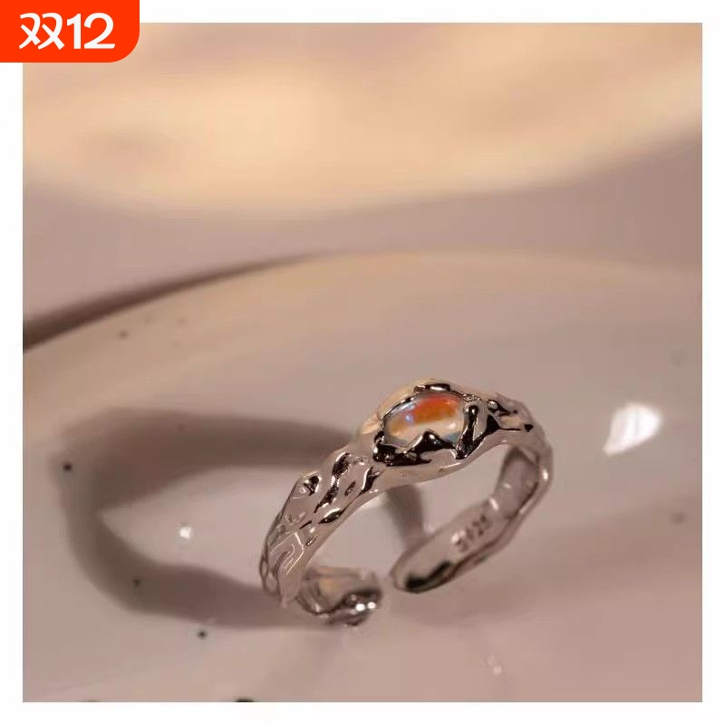 甜酷ins风小众开口高级感个性设计镶钻食指戒指男气质宝石指环夏