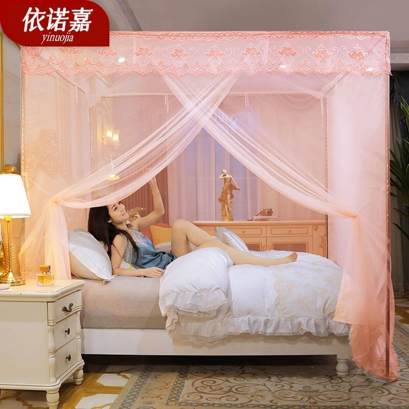 单门蚊帐加密一开门家用卧室1.8m老式1.5m落地支架公主风1.